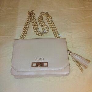 GUESS Light Beige Crossbody Bag with Tassel